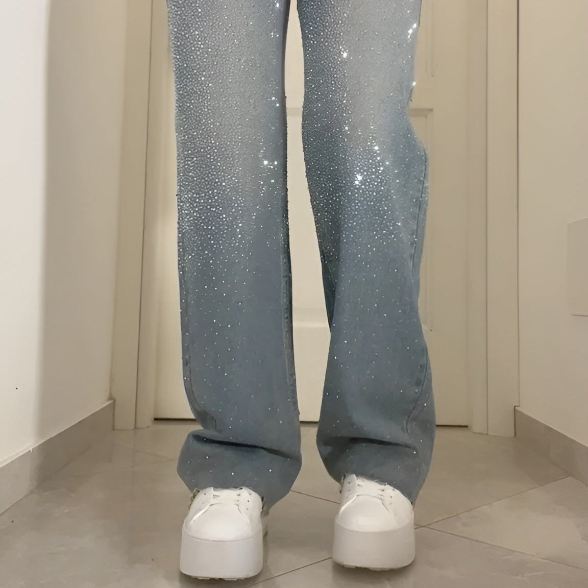 Jeans Brillanti Lumière - Chiari con Strass
