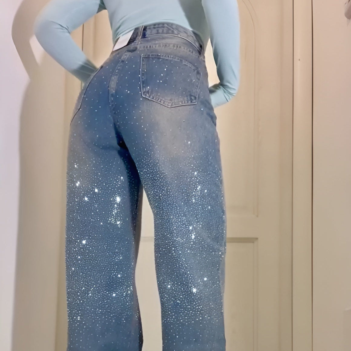 Jeans Brillanti Lumière - Chiari con Strass