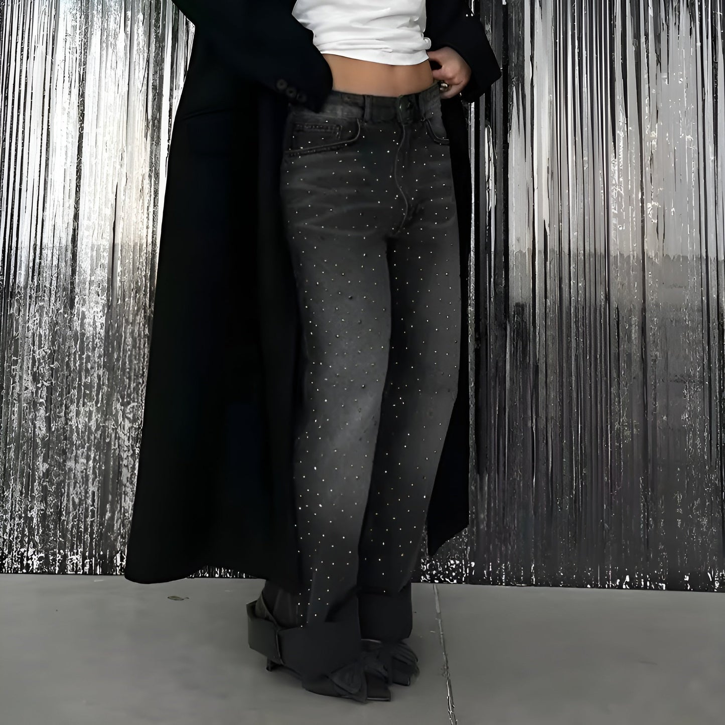 Jeans Crystal Black - Neri con Strass Brillanti